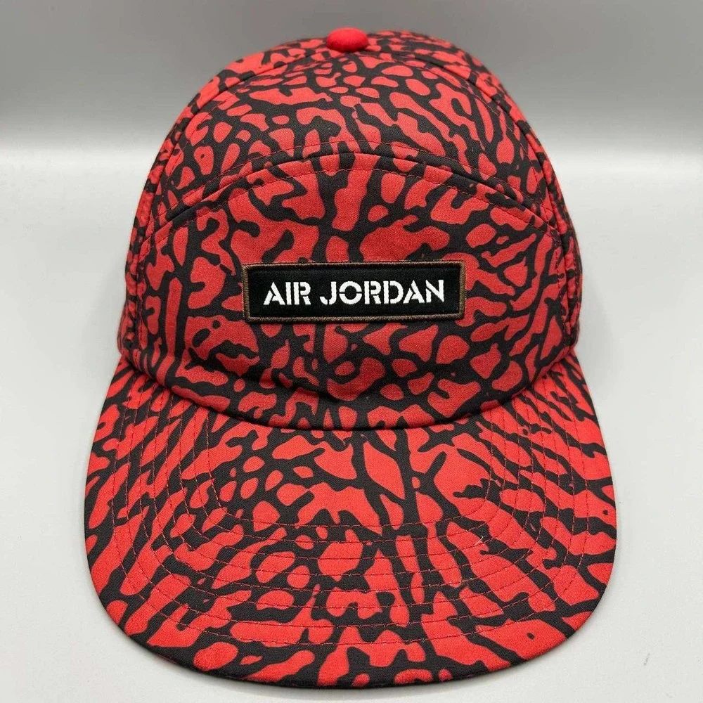 Air Jordan 5 Panel Hat‎ Men Red Cement Elephant Jumpman Strap Back Cap